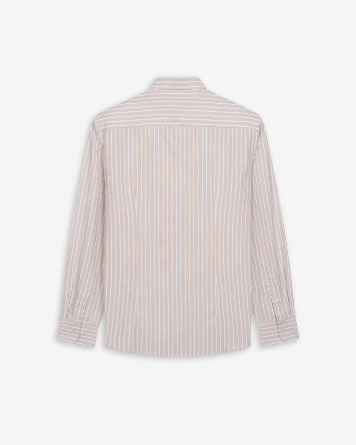 Camisa SHORELINE ELITE a rayas anchas camel de Harper & Neyer, packshot trasero con canesú y puños abotonados