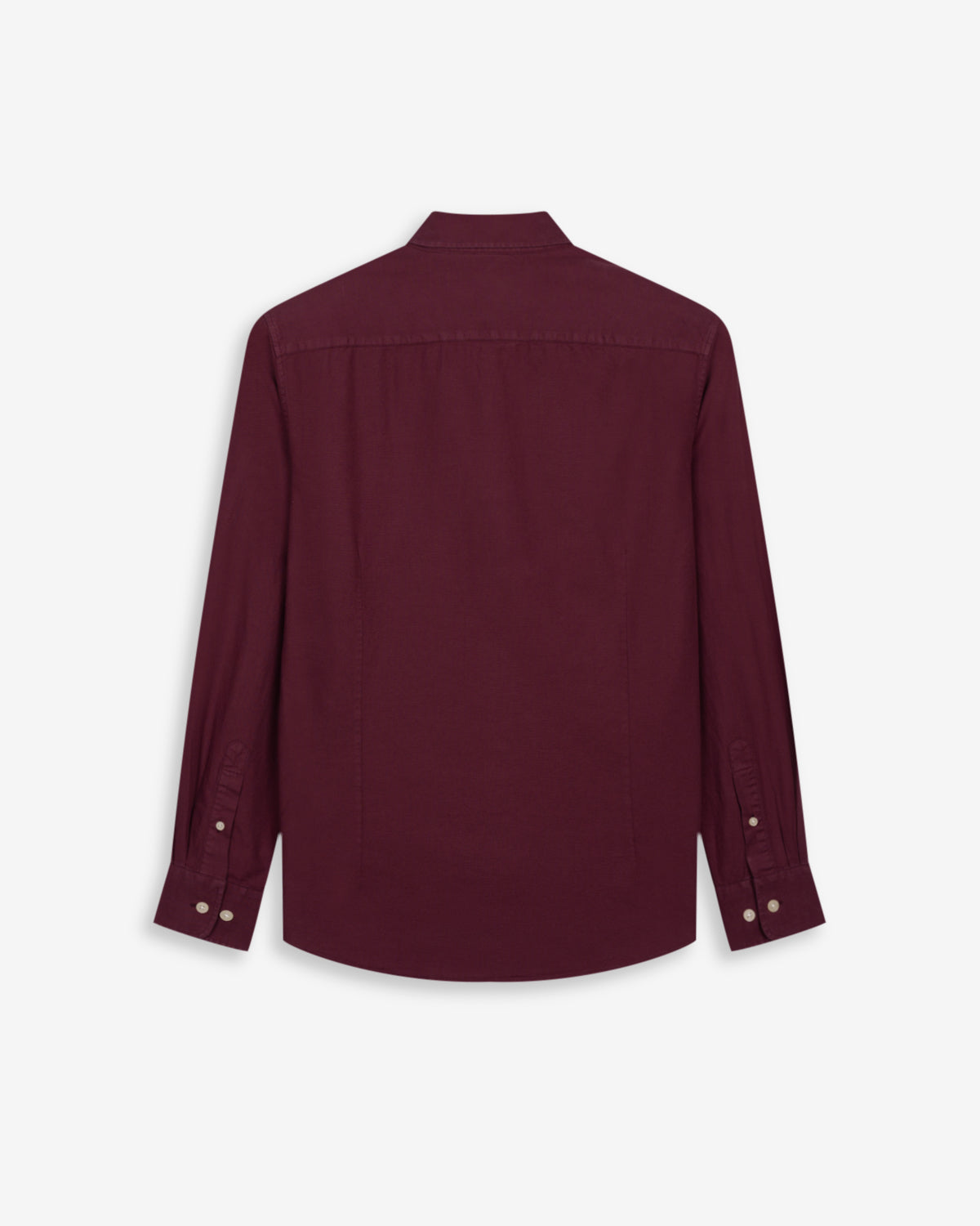 Camisa Veneto de Harper & Neyer lisa en burdeos, vista trasera con canesú y puños abotonados