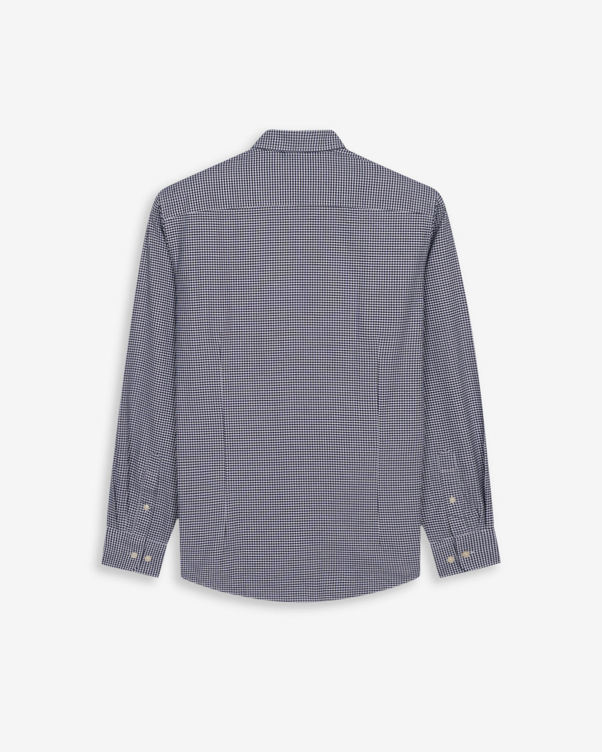 Camisa Vichy de Harper & Neyer de cuadros azul marino, vista trasera con canesú y puños abotonados