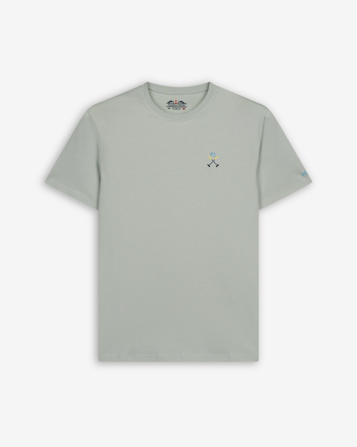 Camiseta EVERGREEN de Harper & Neyer en gris perla, vista frontal con bordado pequeño en el pecho