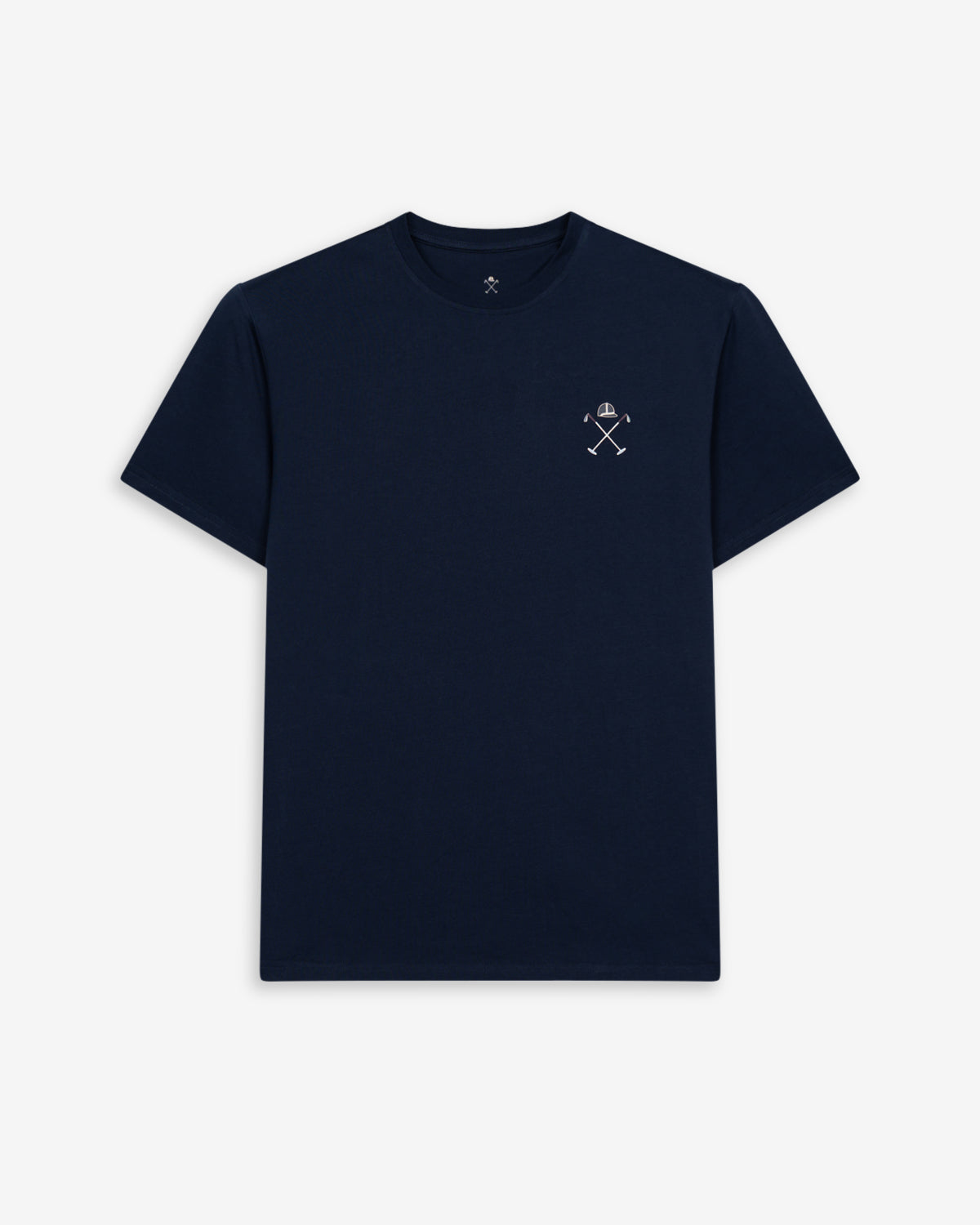 Camiseta GOLDEN STATE de Harper & Neyer en azul marino, vista frontal con icono de casco y mazos de polo