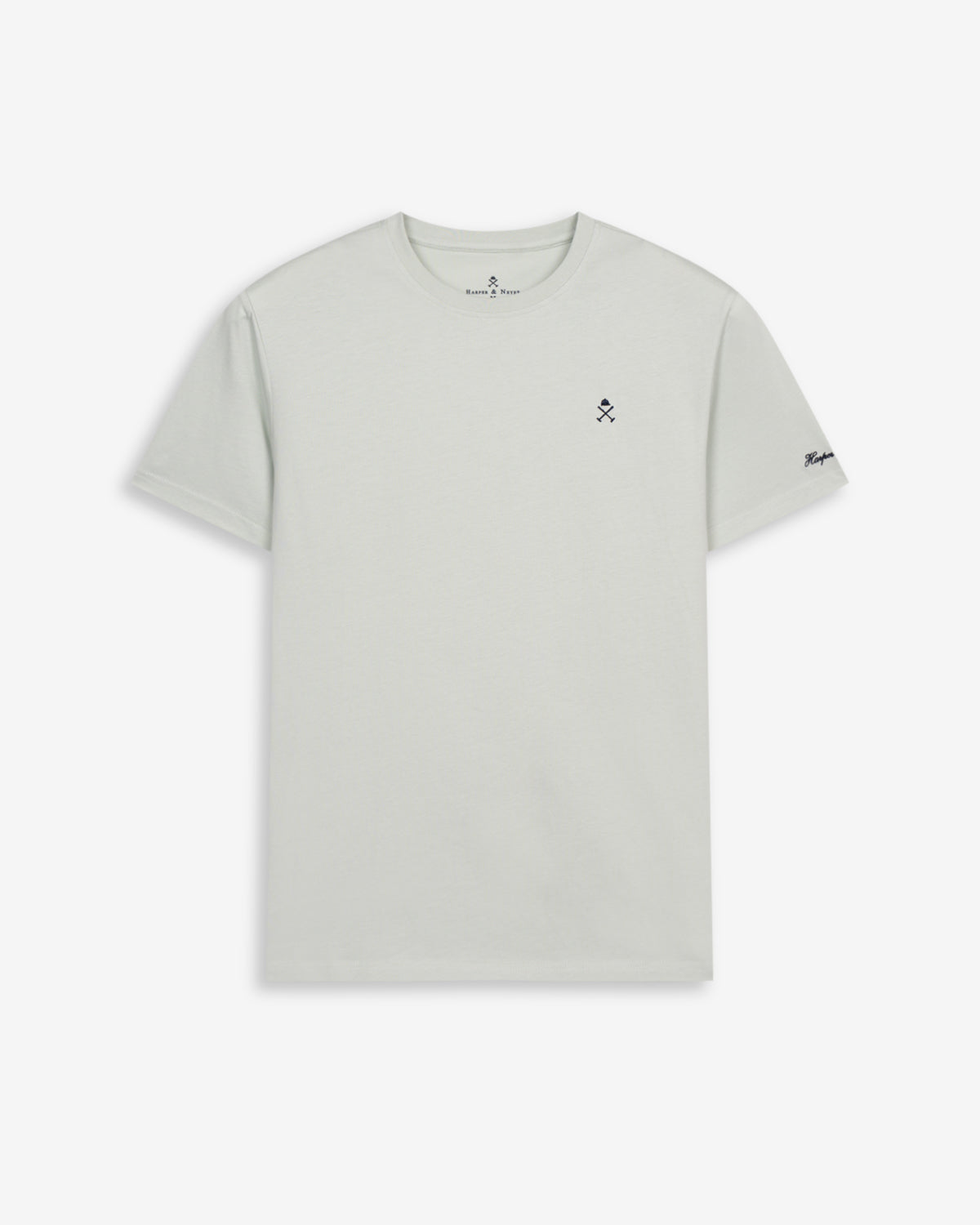 Camiseta PARADISE de Harper & Neyer en gris perla, vista frontal con logo bordado en azul marino