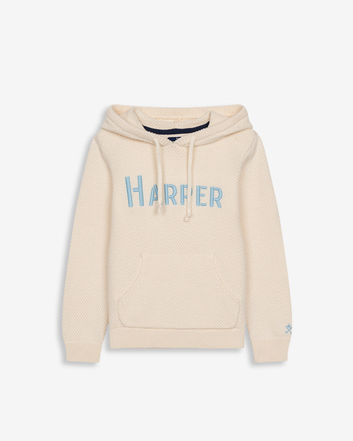 Jersey HOOPER KIDS de Harper & Neyer en punto crudo, vista frontal con el nombre bordado tono sobre tono