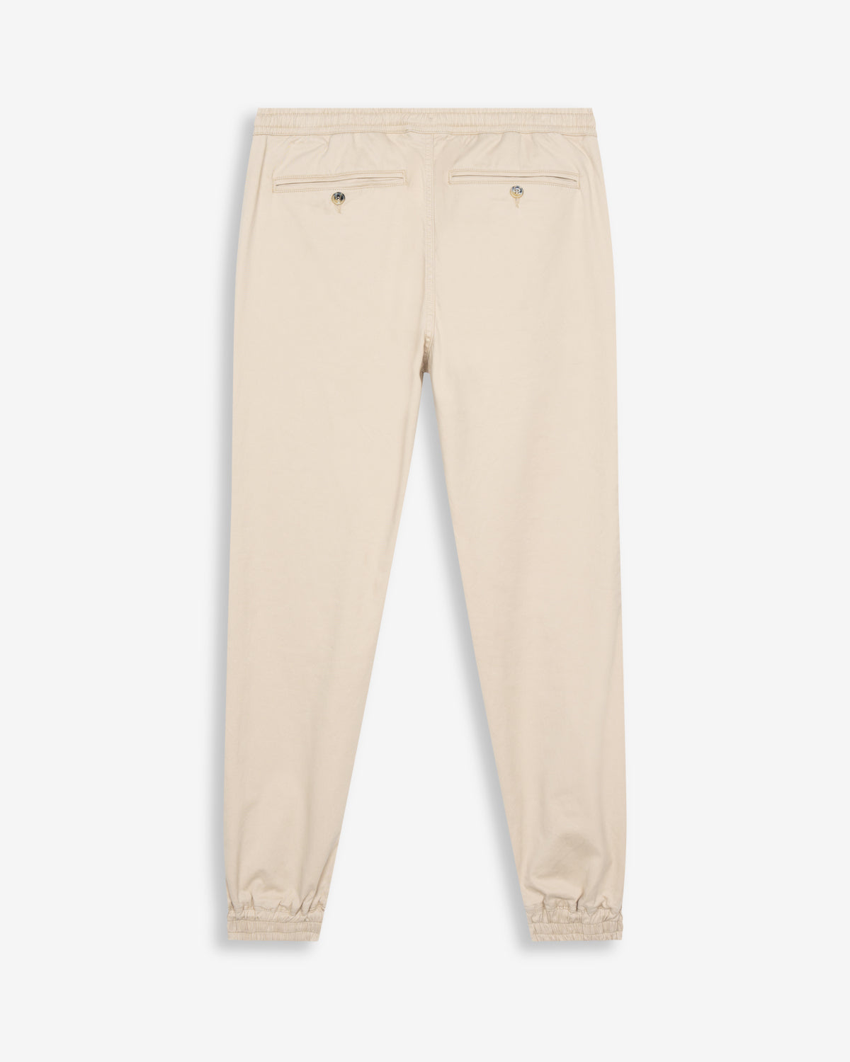Pantalón jogger de Harper & Neyer en camel con bolsillos traseros abotonados y puños, vista trasera