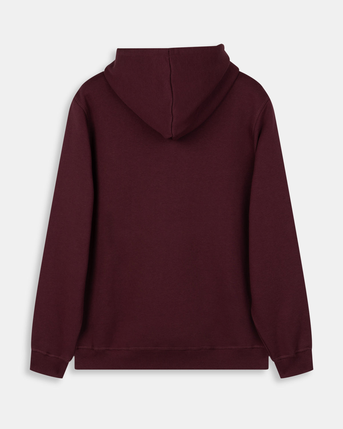 Sudadera Hoodie Arthur de Harper & Neyer en burdeos, bodegón trasero en felpa con ribete verde oscuro