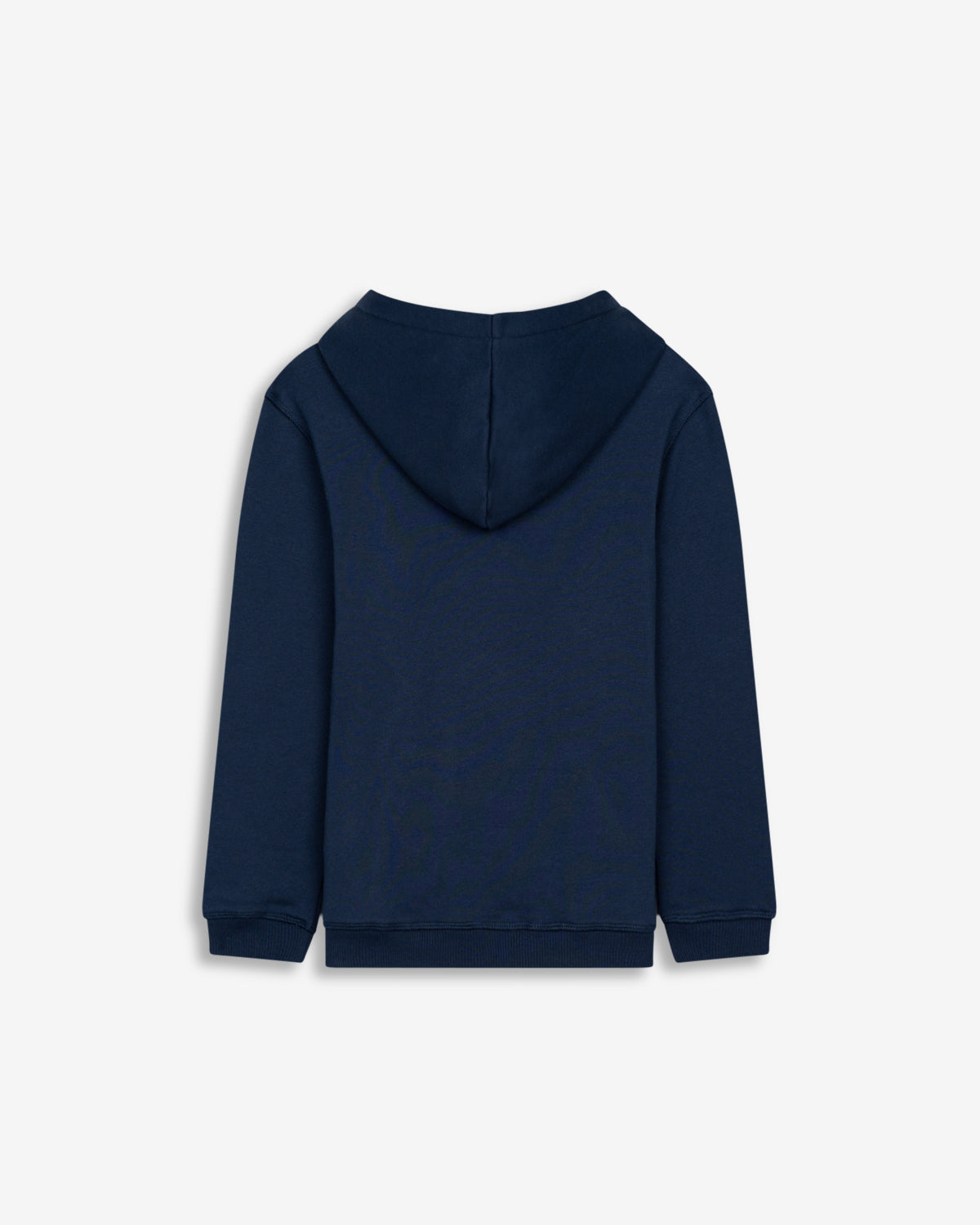Sudadera RETRO HOODIE KIDS de Harper & Neyer en algodón azul marino, vista trasera con capucha y ribetes canalados