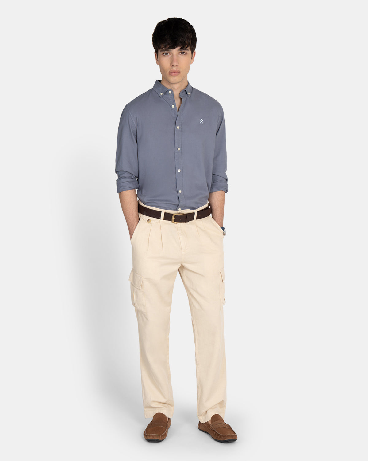 PANTALON PLEATED CARGO LINEN