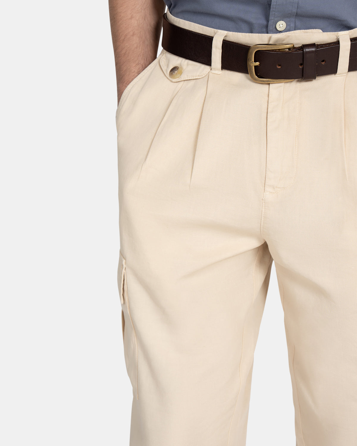 PANTALON PLEATED CARGO LINEN