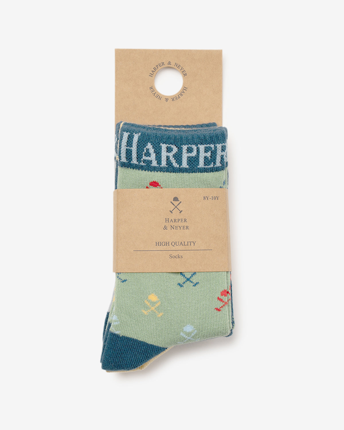 Calcetines MULTILOGO KIDS de Harper & Neyer, el pack apilado en verde, azul y mostaza