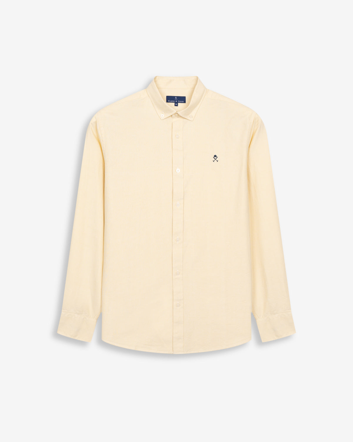 Camisa oxford ICON COLORS de Harper & Neyer en amarillo suave, packshot frontal sobre fondo blanco