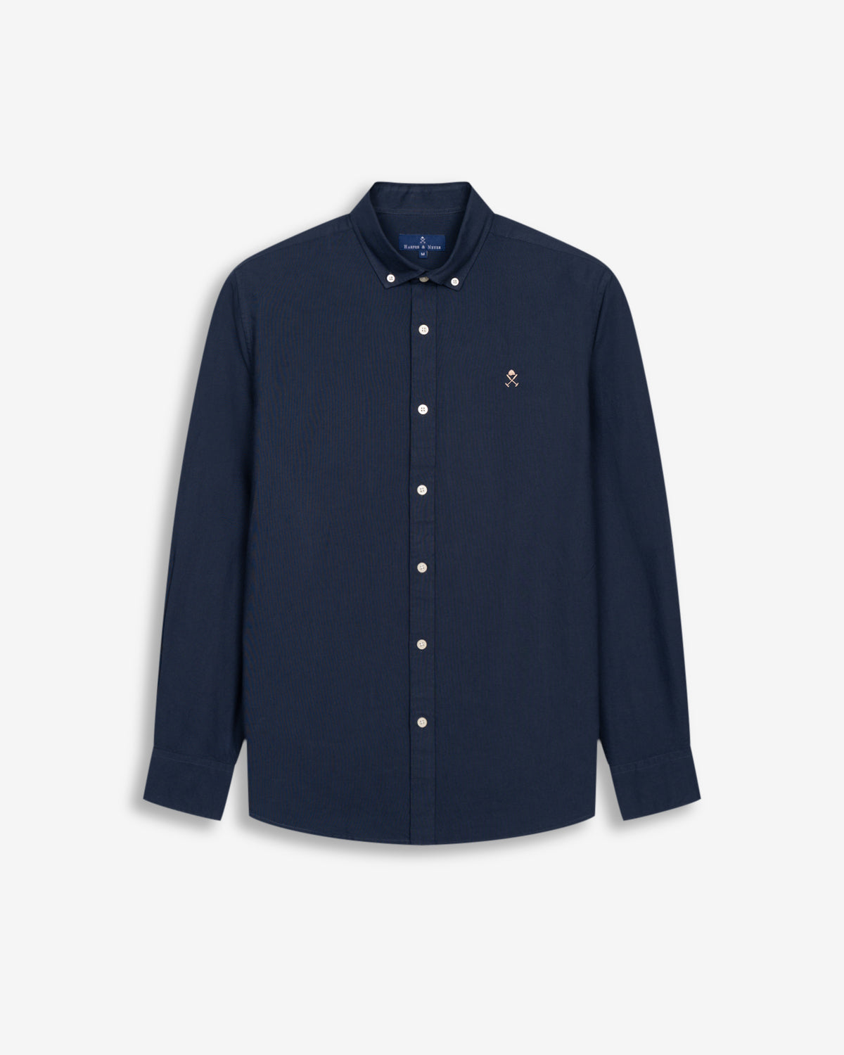 Camisa oxford ICON COLORS de Harper & Neyer en azul marino, packshot frontal sobre fondo blanco