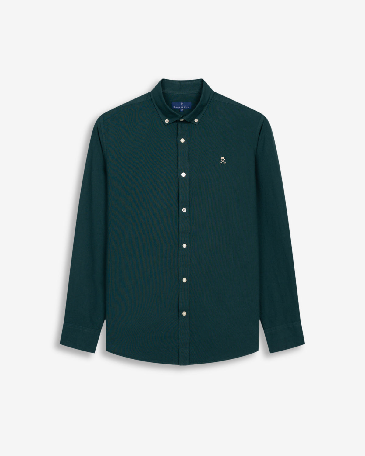 Camisa oxford ICON COLORS de Harper & Neyer en verde botella, packshot frontal sobre fondo blanco