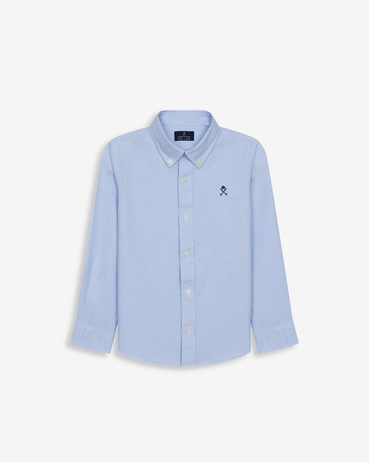 Camisa oxford ICON KIDS de Harper & Neyer en azul cielo, vista frontal con cuello button down y logo bordado