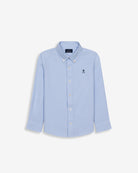 Camisa oxford ICON KIDS de Harper & Neyer en azul cielo, vista frontal con cuello button down y logo bordado