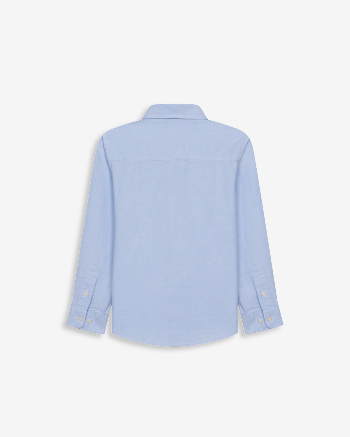 Camisa ICON KIDS azul cielo en algodón oxford de Harper & Neyer, vista trasera con canesú y puños abotonados