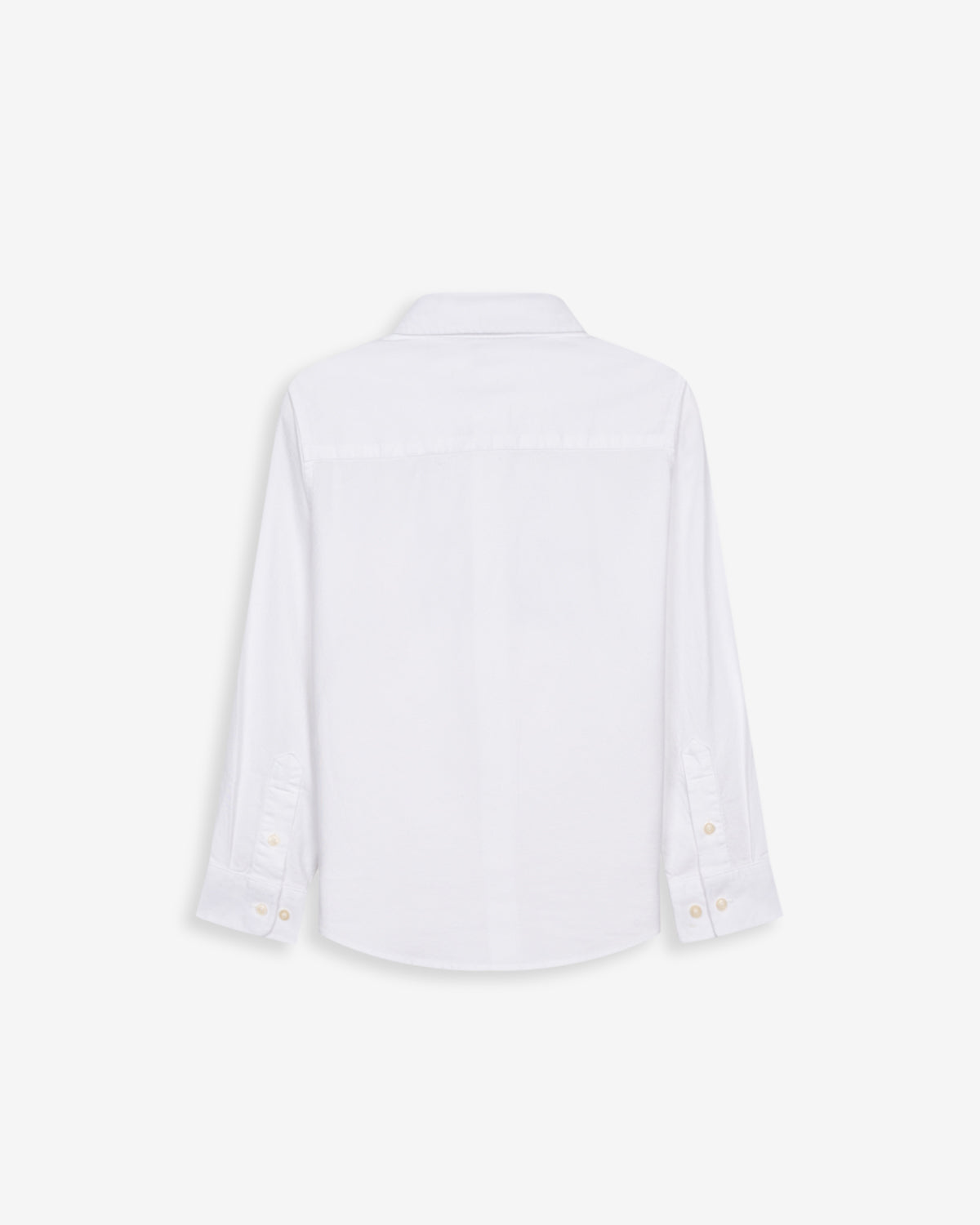 Camisa ICON KIDS blanca en algodón oxford de Harper & Neyer, vista trasera con canesú y puños abotonados
