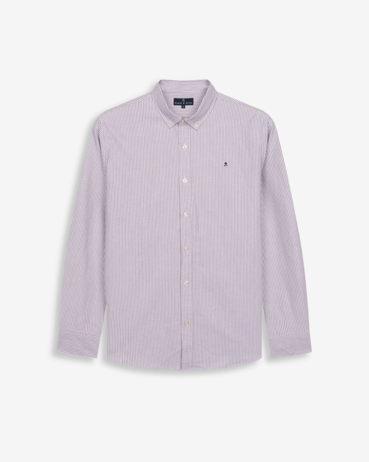 Camisa MEDITERRANEO de Harper & Neyer a rayas granate, packshot frontal sobre fondo blanco