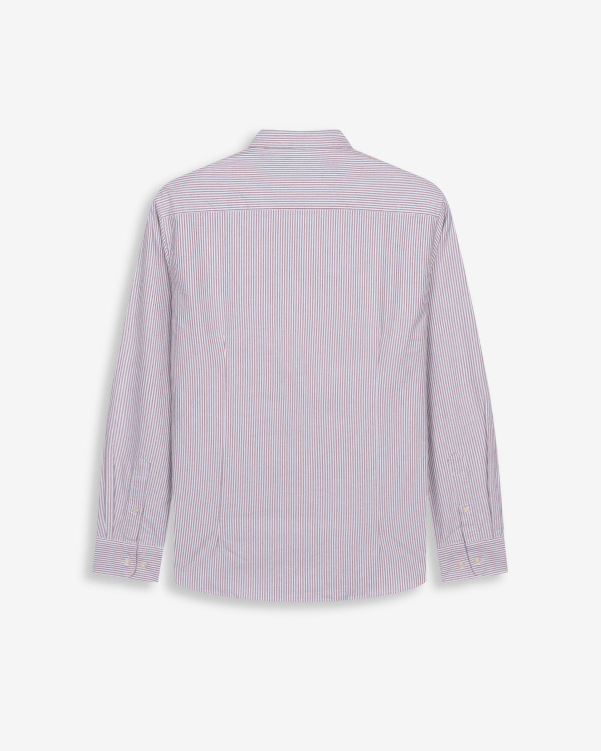 Camisa MEDITERRANEO a rayas granate de Harper & Neyer, packshot trasero con canesú y puños abotonados