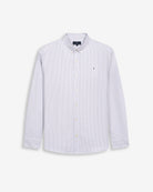 Camisa MEDITERRANEO de Harper & Neyer a rayas grises finas, packshot frontal sobre fondo blanco