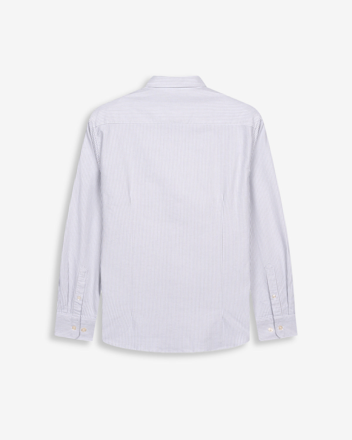 Camisa MEDITERRANEO a rayas grises de Harper & Neyer, packshot trasero con canesú y puños abotonados