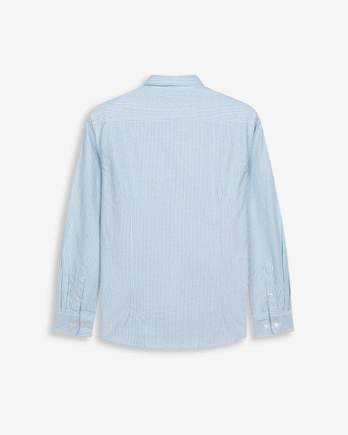 Camisa MEDITERRANEO a rayas verde agua de Harper & Neyer, packshot trasero con canesú y puños abotonados