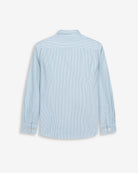 Camisa MEDITERRANEO a rayas verde agua de Harper & Neyer, packshot trasero con canesú y puños abotonados