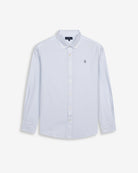 Camisa North Sea de Harper & Neyer de rayas azul cielo, cuello button down y logo bordado, vista frontal