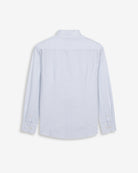 Camisa North Sea de Harper & Neyer de rayas azul cielo, vista trasera con canesú y puños abotonados