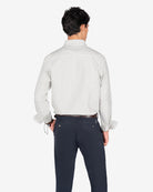 Camisa North Sea de Harper & Neyer de rayas verde musgo en algodón, vista frontal detallada