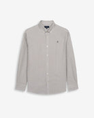 Camisa North Sea de Harper & Neyer de rayas verde musgo, cuello button down y logo bordado, vista frontal