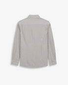 Camisa North Sea de Harper & Neyer de rayas verde musgo, vista trasera con canesú y puños abotonados