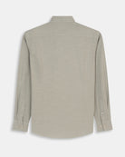 Camisa Royal Academy en tejido verde gris, vista trasera con puños de botones de nácar y tejido premium