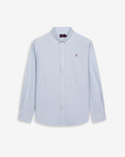 Camisa SHORELINE ELITE de Harper & Neyer a rayas anchas azul claro, packshot frontal sobre fondo blanco