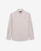 Camisa SHORELINE ELITE de Harper & Neyer a rayas anchas camel, packshot frontal sobre fondo blanco
