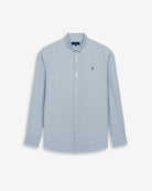 Camisa Veneto de Harper & Neyer lisa en azul cielo, cuello button down y logo bordado, vista frontal