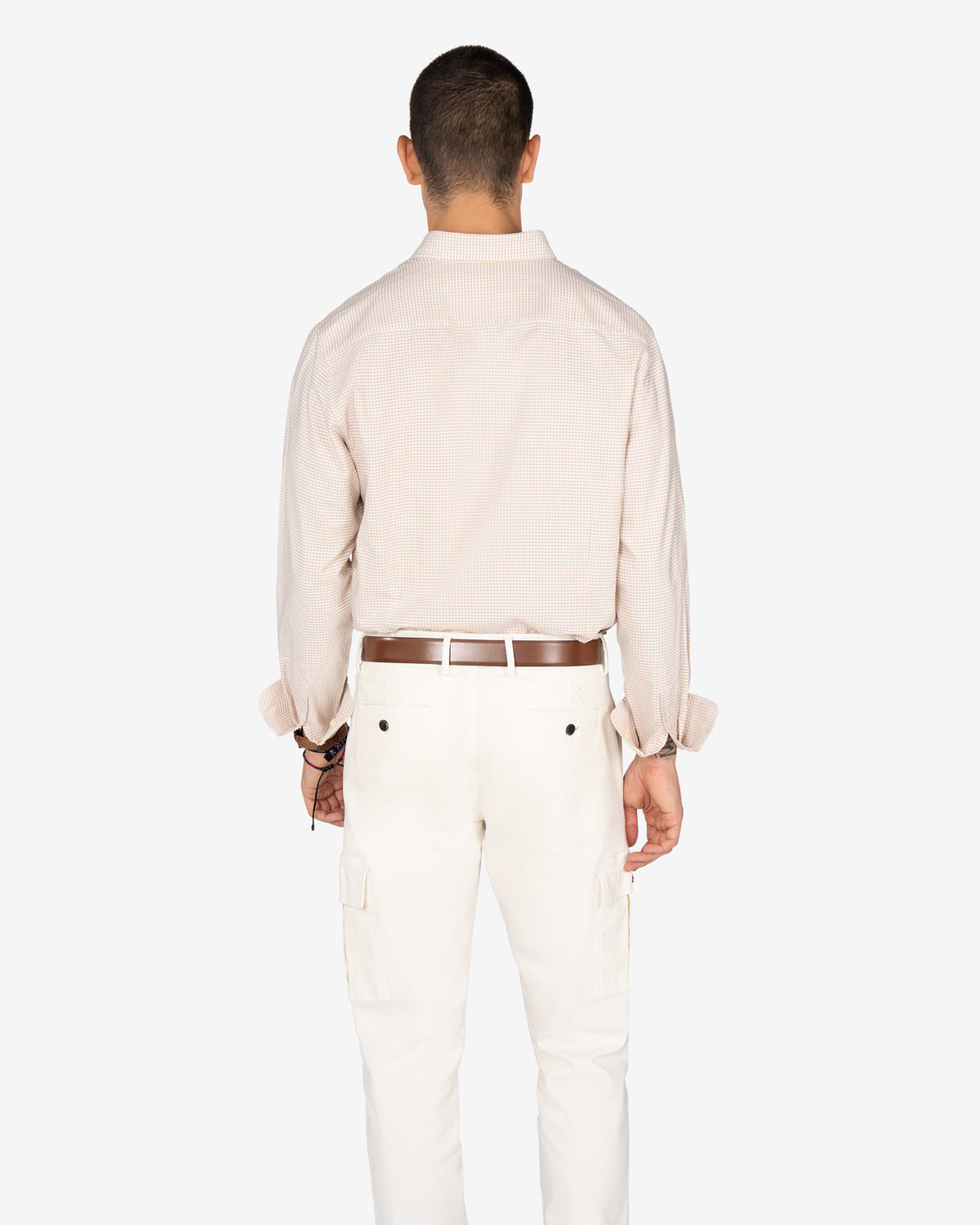 Camisa Vichy de Harper & Neyer de cuadros camel, look preppy vista trasera