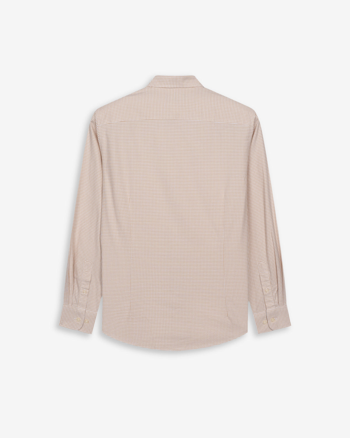 Camisa Vichy de Harper & Neyer de cuadros camel, vista trasera con canesú y puños abotonados