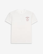 Camiseta Arthur de Harper & Neyer en blanco, vista frontal con logo estampado en burdeos en el pecho