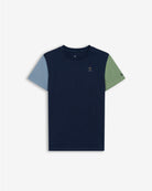 Camiseta ATLANTHA KIDS color block de Harper & Neyer en azul marino con mangas azul cielo y verde salvia, vista frontal