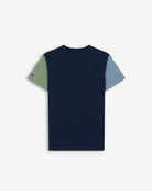 Camiseta ATLANTHA KIDS azul marino de Harper & Neyer con mangas contrastadas verde salvia y azul cielo, vista trasera