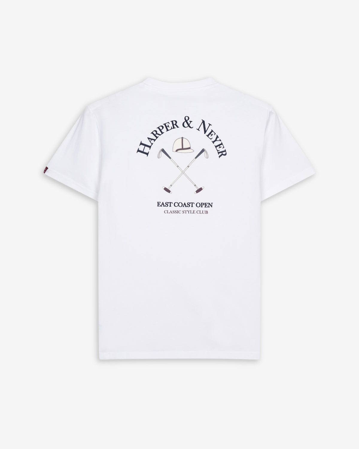 Camiseta GOLDEN STATE de Harper & Neyer en algodón blanco, bodegón trasero con estampado en azul marino