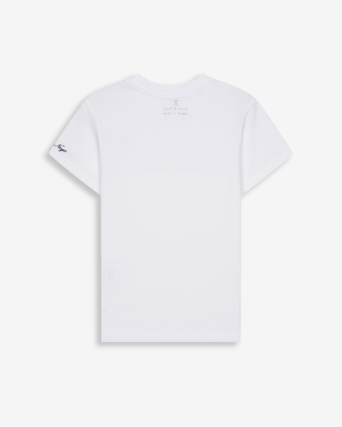 Camiseta ICON KIDS blanca de Harper & Neyer, vista trasera en algodón 100% con cuello redondo