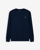 Camiseta Long Sleeve ICON KIDS azul marino de Harper & Neyer, vista frontal con logo bordado y Harper en la manga