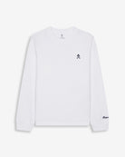 Camiseta Long Sleeve ICON KIDS blanca de Harper & Neyer, vista frontal con logo bordado y Harper en la manga