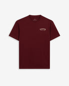 Camiseta MICHIGAN de Harper & Neyer en algodón burdeos, bodegón frontal con logo Harper en el pecho