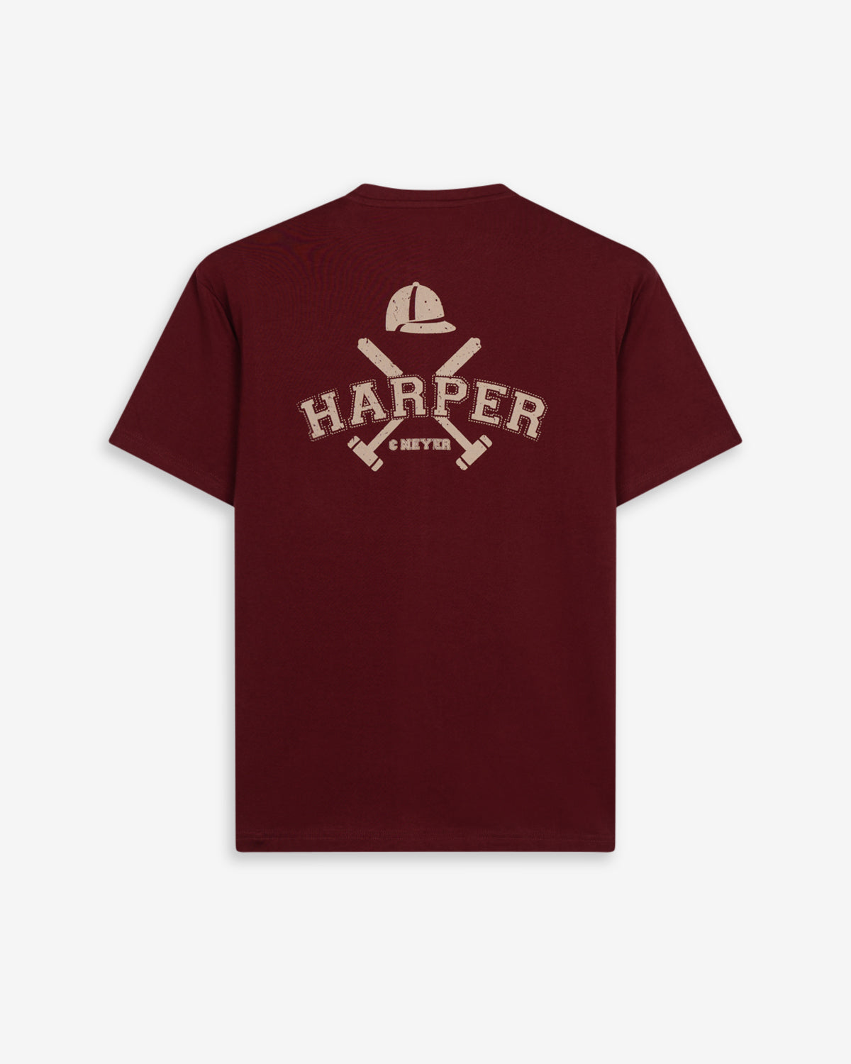 Camiseta MICHIGAN de Harper & Neyer en algodón burdeos, bodegón trasero con estampado varsity Harper