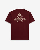 Camiseta MICHIGAN de Harper & Neyer en algodón burdeos, bodegón trasero con estampado varsity Harper