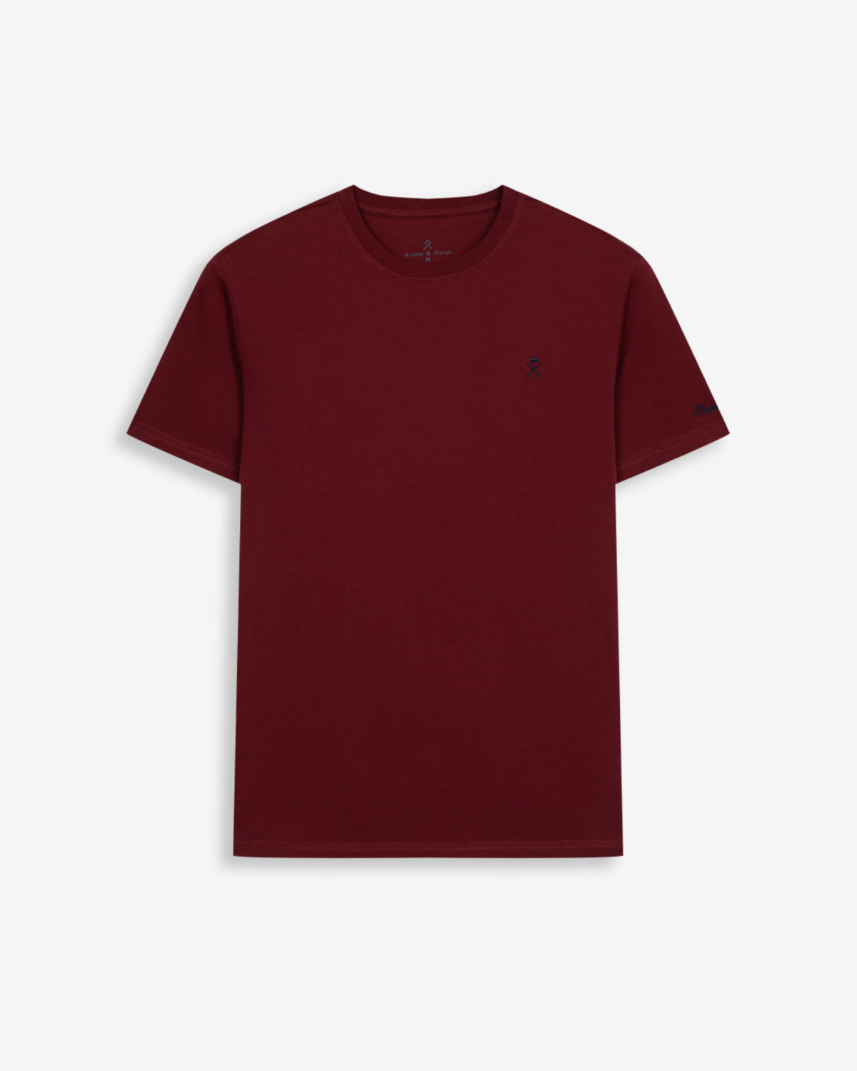 Camiseta PARADISE de Harper & Neyer en burdeos, vista frontal con logo bordado en azul marino