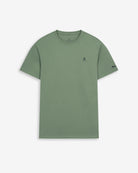 Camiseta PARADISE de Harper & Neyer en verde salvia, vista frontal con logo bordado en azul marino