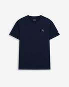 Camiseta RANGER de Harper & Neyer en algodón azul marino, bodegón frontal con emblema en el pecho